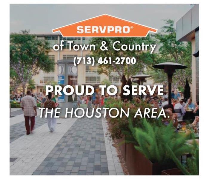 Franchise info and text that reads ¨Proudly Serving the Houston Area¨ on a graphic.